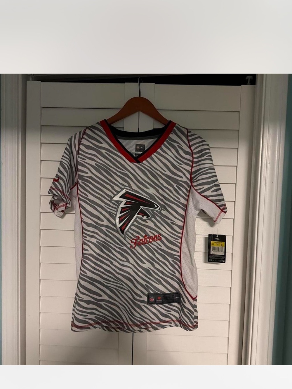 NFL Youth Gray Zebra-Print Jersey with Red Accents